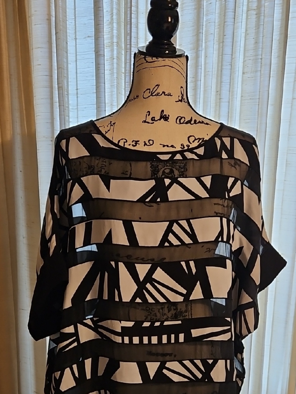 Black & White Geometric Sheer Panel Tunic